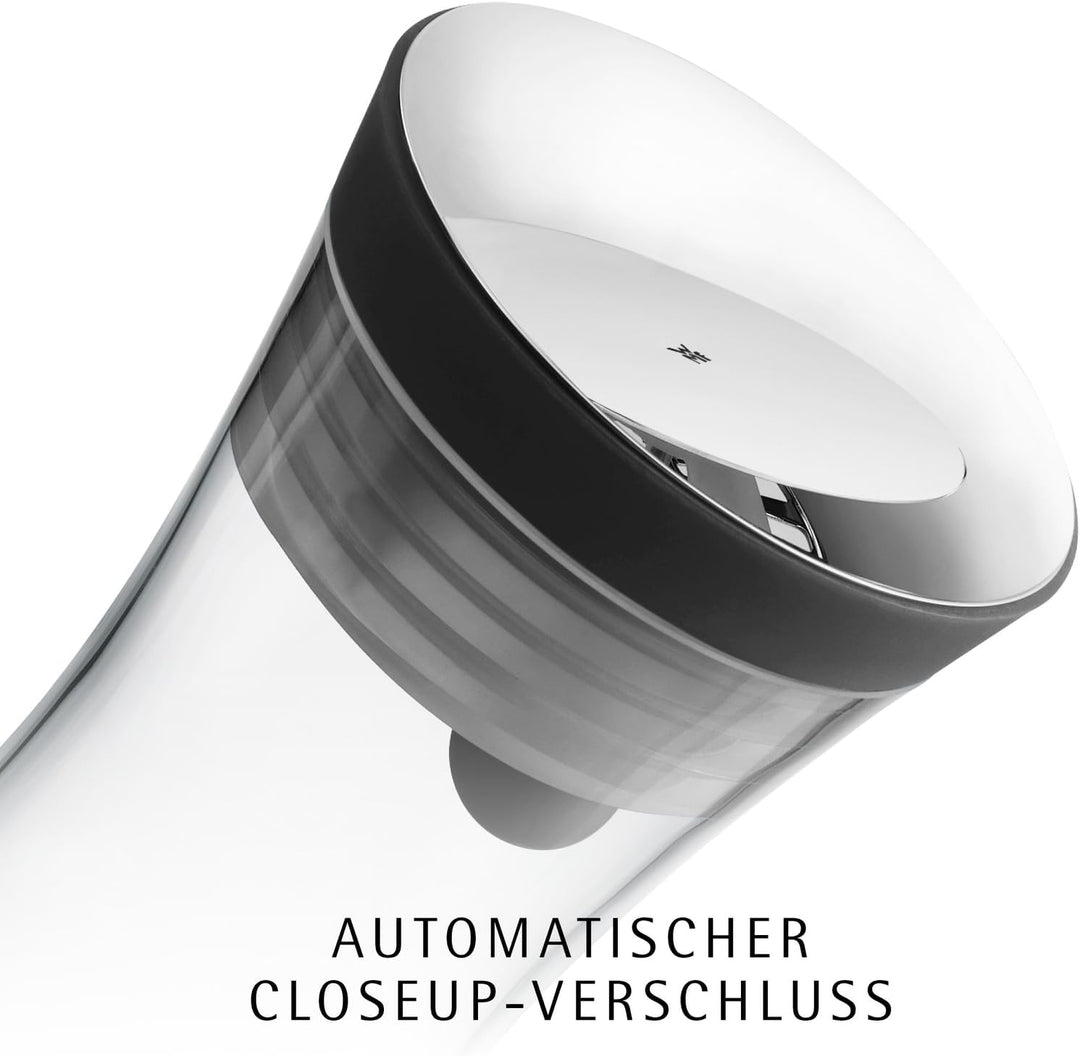 WMF Basic Wasserkaraffe mit Reinigungsbürste, Glas-Karaffe 1l, Silikondeckel, CloseUp-Verschluss, mi