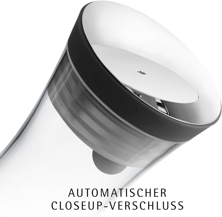 WMF Basic Wasserkaraffe mit Reinigungsbürste, Glas-Karaffe 1l, Silikondeckel, CloseUp-Verschluss, mi