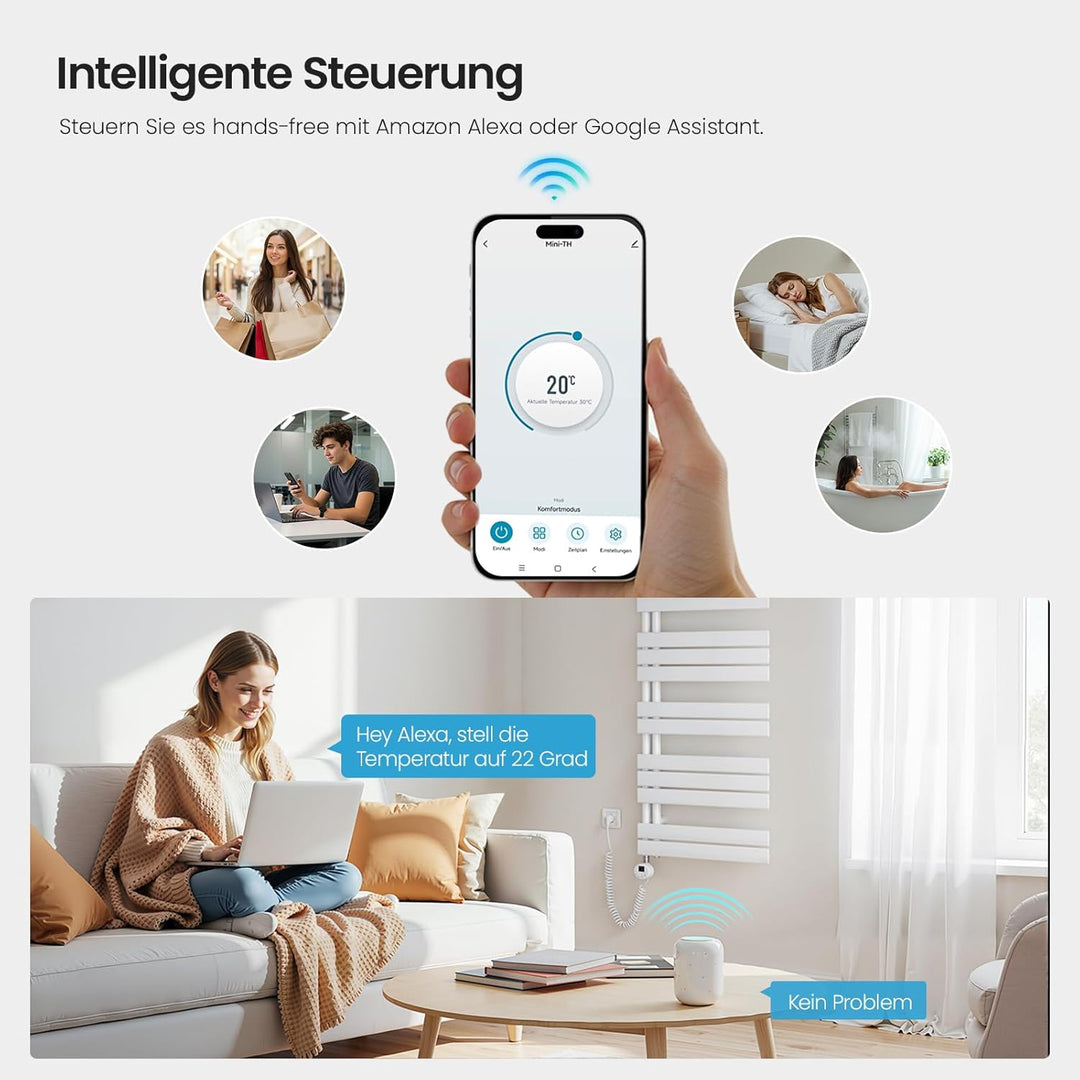 Heilmetz Badheizkörper Elektrisch Heizkörper Bad mit WiFi Digitalem Thermostat Handtuchheizkörper mi