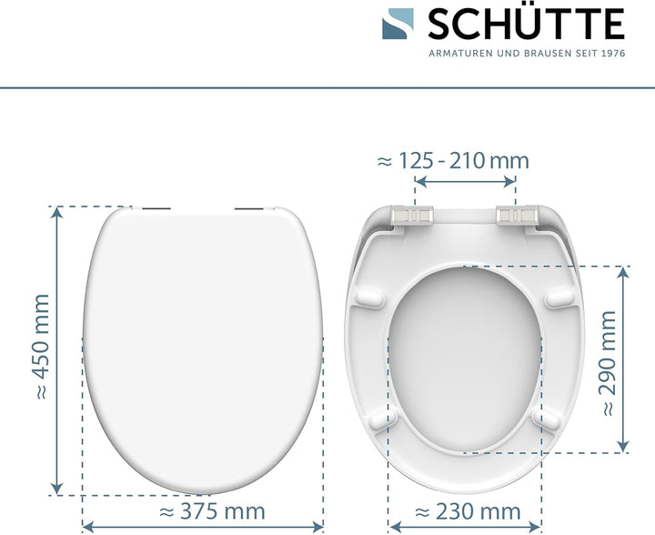 SCHÜTTE WC-Sitz mit Absenkautomatik/Klodeckel aus bruchsicherem Duroplast/Innovative DIY Montage/Toi