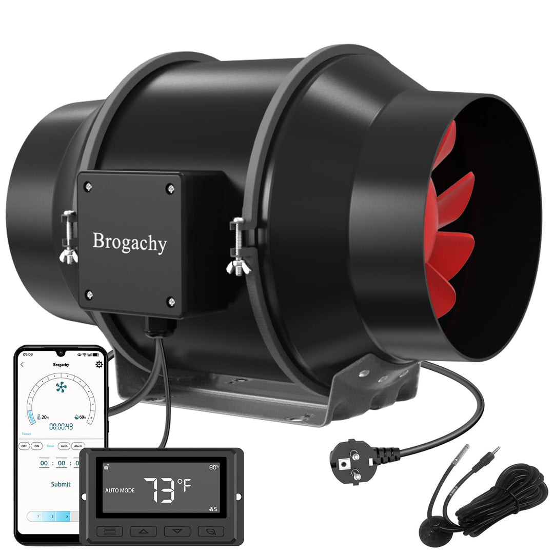 125mm Rohrventilator WiFi APP,mit Temperatur- und Feuchtigkeitsregler,Abluftventilator 2800 RPM,Rohr