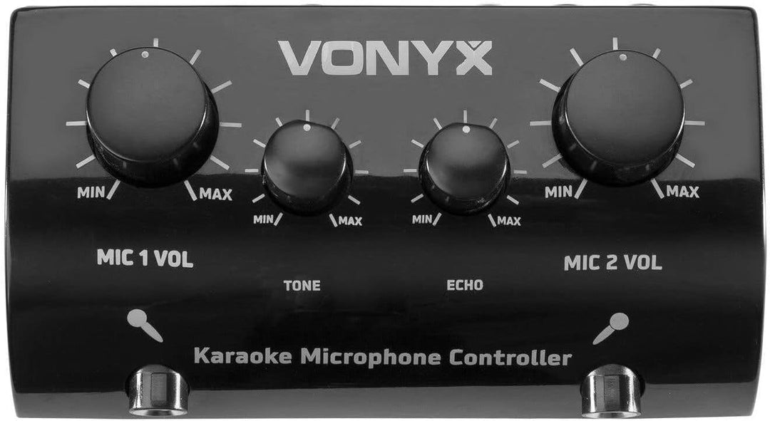 Vonyx AV430B Karaokeanlage, Karaoke Set mit 2x-Karaokemikrofon und Mischpult – Schwarz