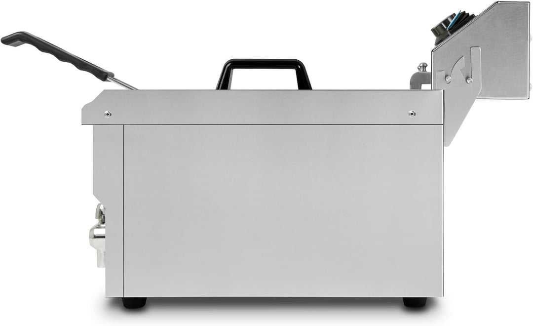VERTES Friteuse aus Edelstahl 16 Liter Fassungsvermögen, 50-200°C, 3000W, 230V, Kaltzonenprinzip, Pr