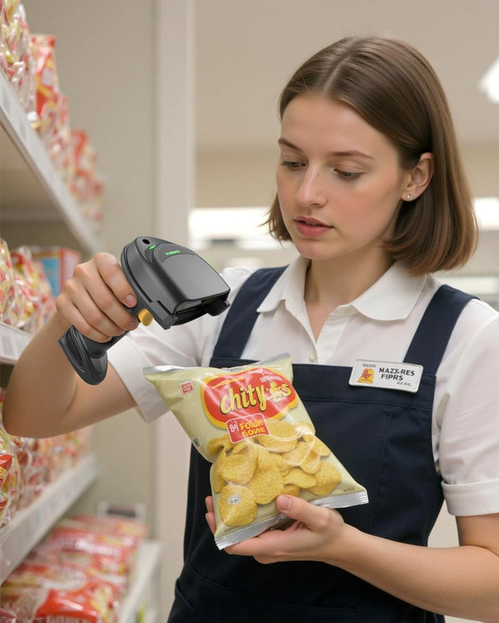 Inateck Barcode Scanner Kabellose, QR Code Scanner mit Smart Base, 1D/2D, Bluetooth/2.4G/USB 3-in-1-