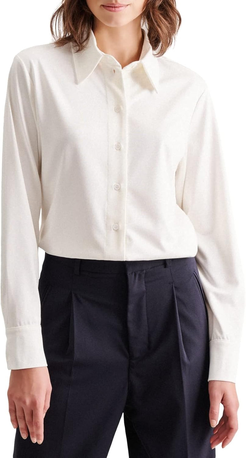 Seidensticker Damen Bluse - City Bluse - Hemdbluse - Regular Fit - Langarm - Uni - Stretch, Creme
