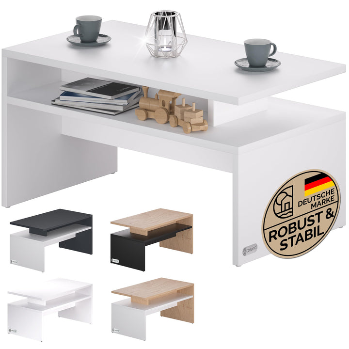Casaria® Couchtisch mit Ablage Stauraum 92x51x48 cm Kratzfest Holz 50 kg Belastbarkeit Modern Gross