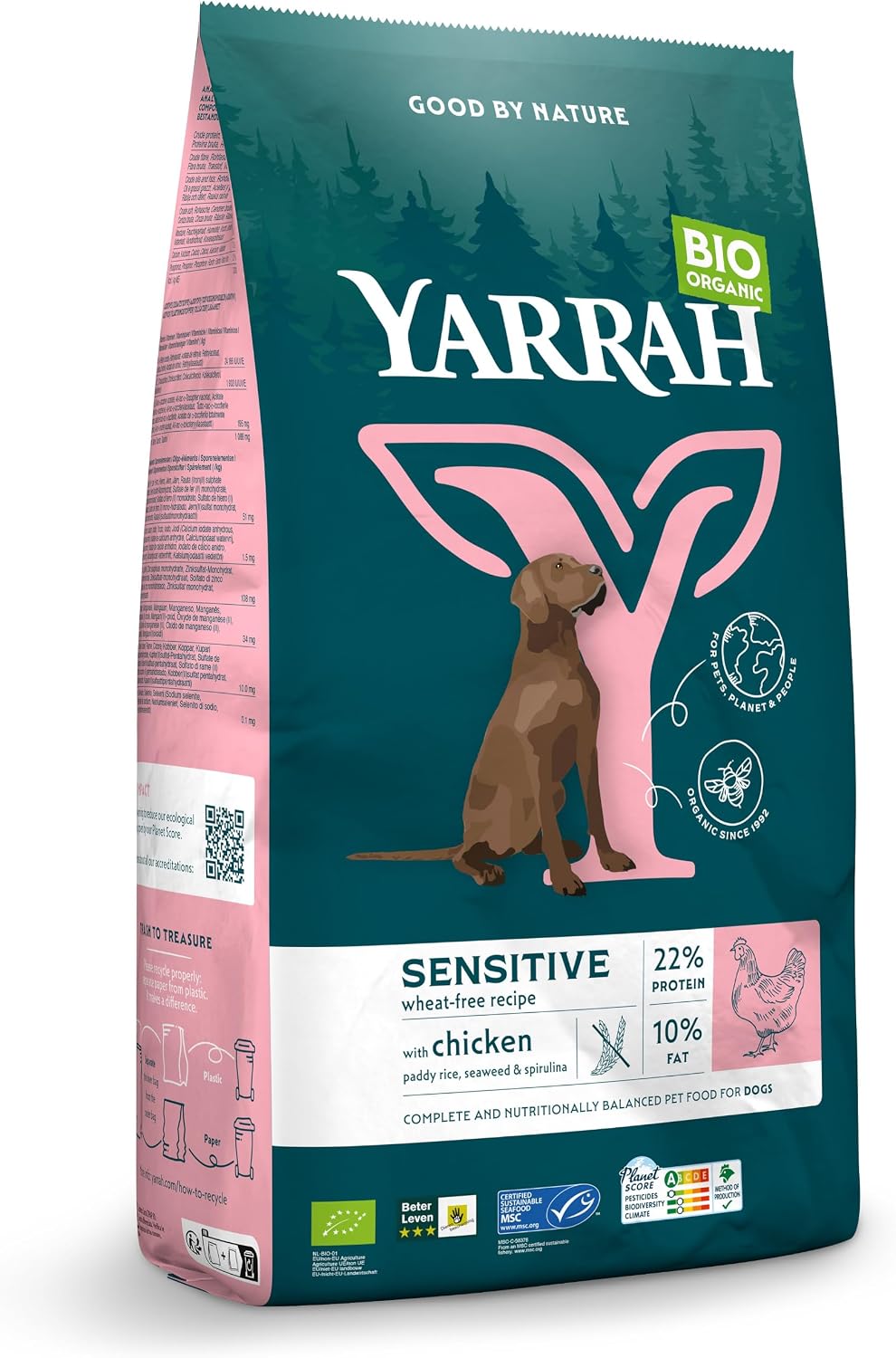 Yarrah - Trockenfutter Sensitive mit Huhn & Reis für Hunde Bio - 2 kg - 4er Pack