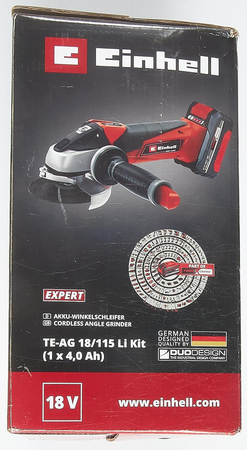 Einhell Akku-Winkelschleifer TE-AG 18/115 Li Kit Power X-Change (18 V, 115 mm Scheibendurchmesser, 2