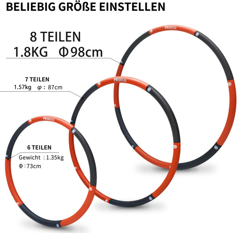 PROIRON Hula Hoop Reifen Erwachsene, Hullahub Reifen mit Gewicht, Hula Hoop Reifen Kinder, 1,2/1,8kg