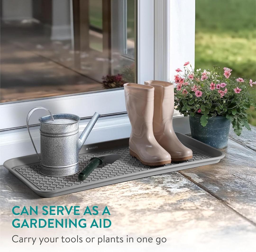 Navaris XL Schuhabtropfschale Schuhmatte Ablage - Schuhablage 76x38x3cm mit erhöhtem Rand - Abtropfs