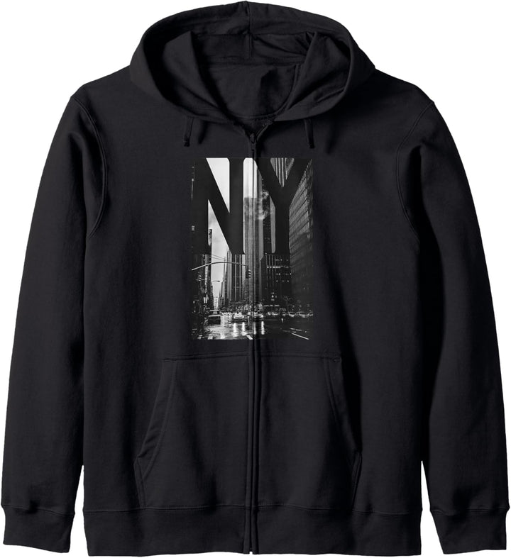 Cool New York City Abstract Skyline, Black & White New York Kapuzenjacke