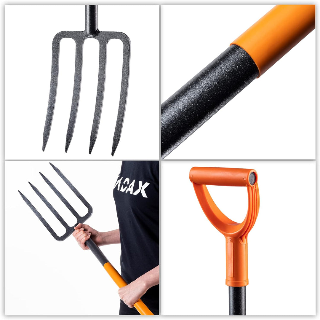 KADAX Spatengabel aus Stahl, Gabel mit D-Griff, Grabgabel zum Umgraben und Auflockern, ergonomische