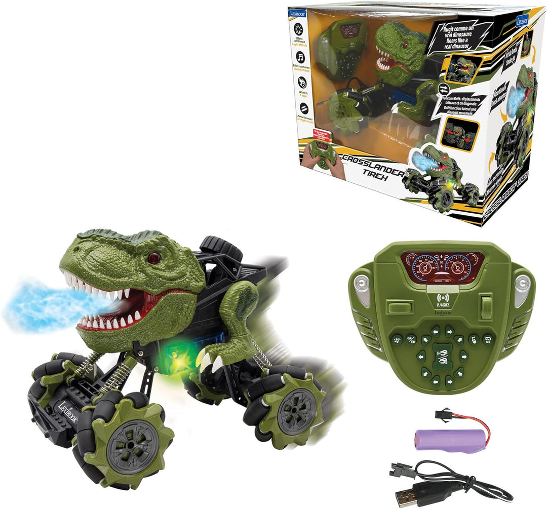 Lexibook Crosslander Tirex, Ferngesteuertes Dinosaurier-Auto, bis zu 12km/h, Drifts, verrückte Stunt