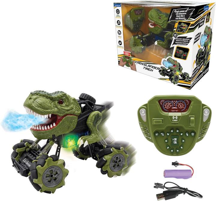 Lexibook Crosslander Tirex, Ferngesteuertes Dinosaurier-Auto, bis zu 12km/h, Drifts, verrückte Stunt