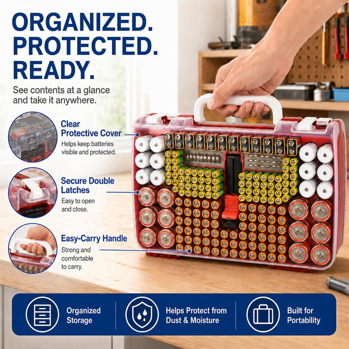 Batterie Aufbewahrungs Organizer mit doppelseitiger Batteriebehälter für 269 Stück AA AAA AAAA 3A 4A