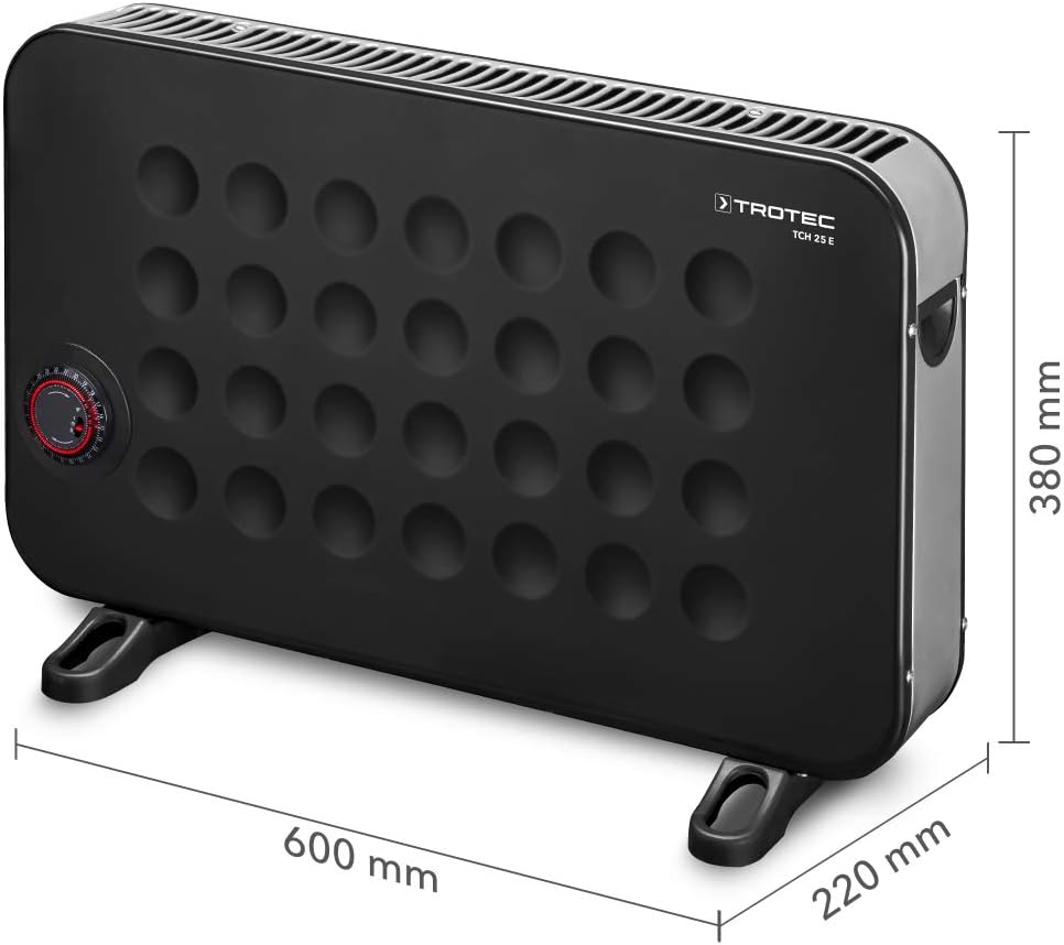 TROTEC Heizkörper elektro TCH 25 E – Heizleistung 750 W / 1250 W / 2000 W – Konvektor mobil, schwarz