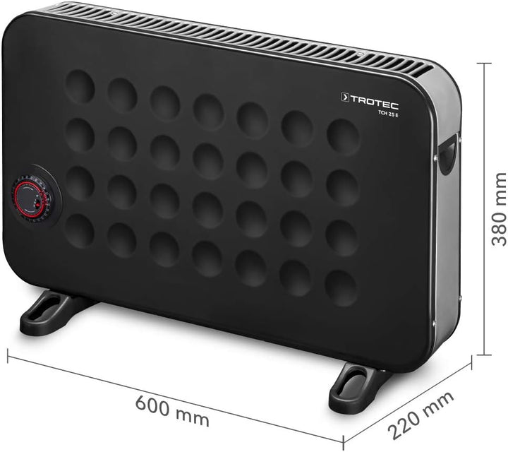 TROTEC Heizkörper elektro TCH 25 E – Heizleistung 750 W / 1250 W / 2000 W – Konvektor mobil, schwarz
