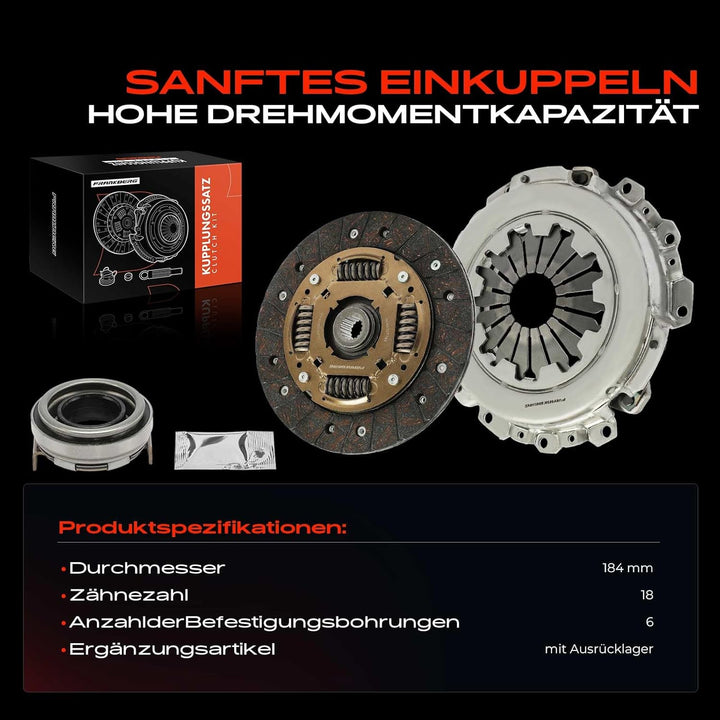 Frankberg Kupplungssatz mit Ausrücklager Kompatibel mit Matiz M200 M250 1.0L 2005-2011 Spark M300 1.