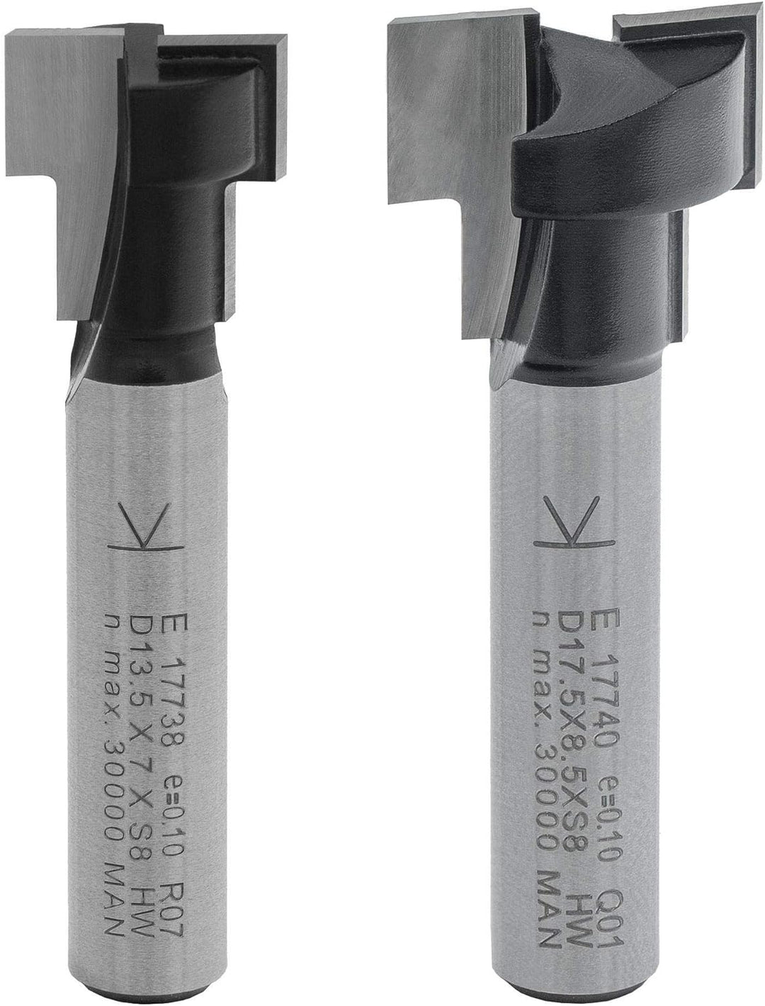 ENT 09045 4-tlg. T-Nutfräser-Set M5 M6 M8 M10, Schaft 8 mm, in Hartmetall, für Sechskantschrauben mi