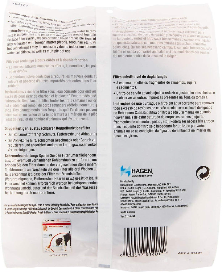 Zeus Trinkbrunnen für Hunde, weiss/blau + Ersatzreinigungsfilter für 6L H2EAU Trinkbrunnen für Hunde