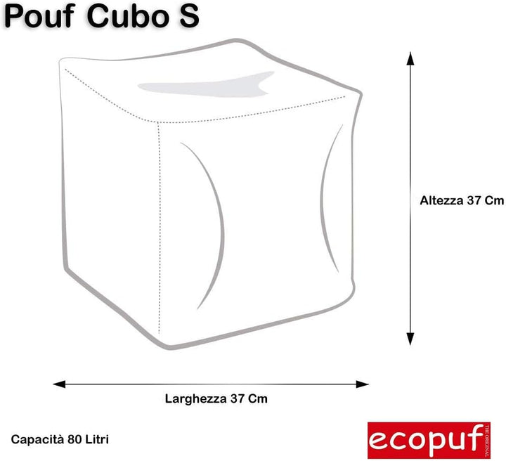 Ecopuf® Cube S Sitzpouf Quadratischer Hocker Kunstleder Sitzhocker voll mit Styroporkugeln - Puff 37