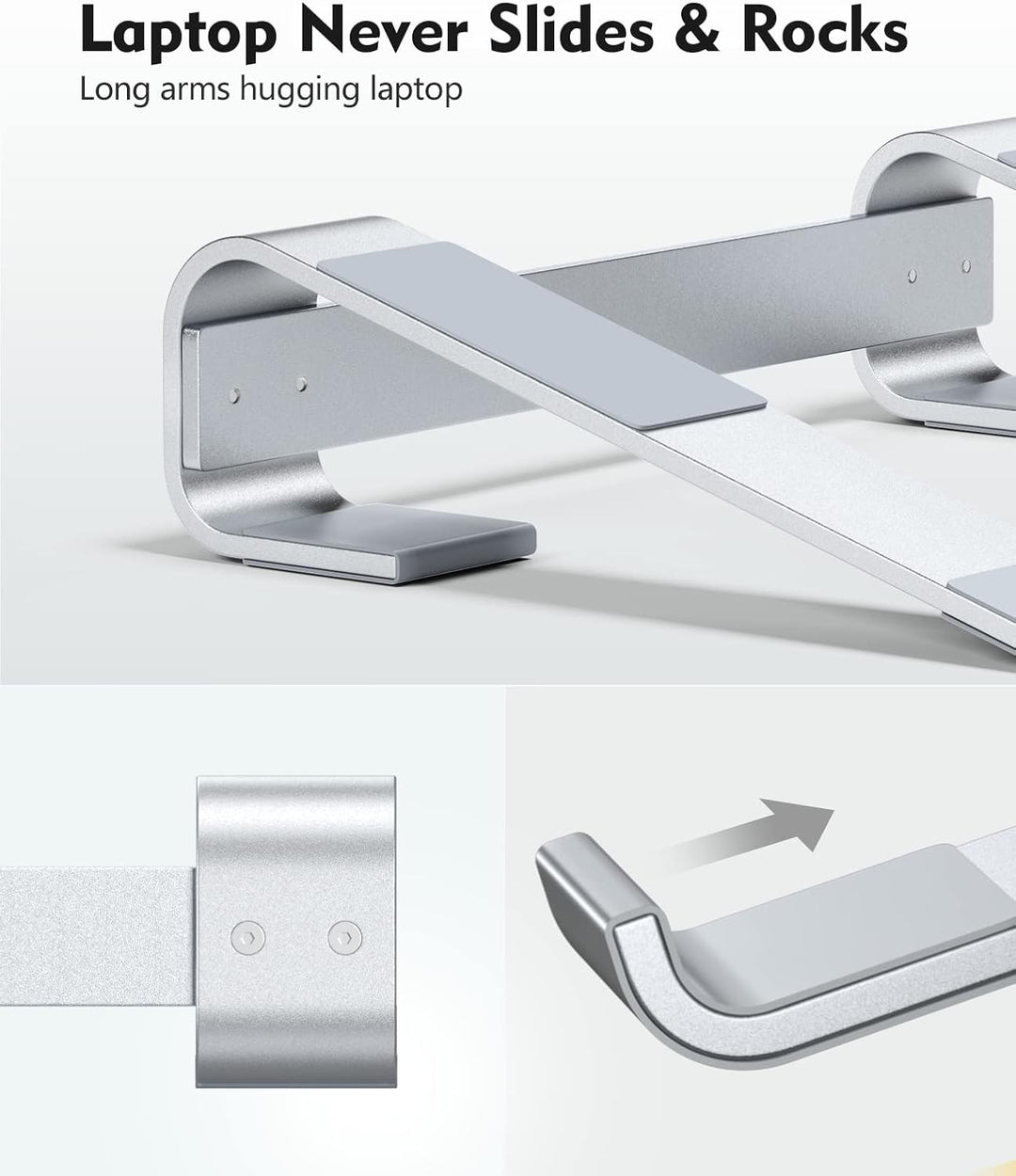 Soqool, Laptop-Ständer für den Schreibtisch, ergonomischer, belüfteter Notebook-Ständer aus Aluminiu