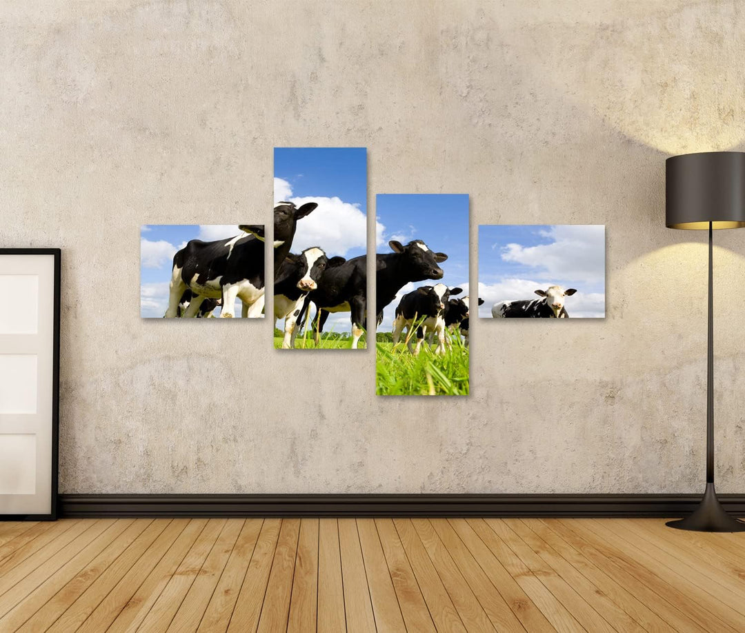 islandburner Bild auf Leinwand Holstein Kühe Auf Der Wiese Bilder Wandbilder Poster Leinwand 150x80c
