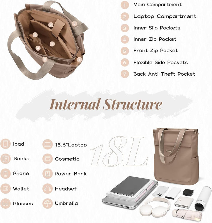 GOLF SUPAGS Convertible Notebook Handtasche, Laptop Rucksack für Damen mit Laptopfach, 15.6 Zoll Sty