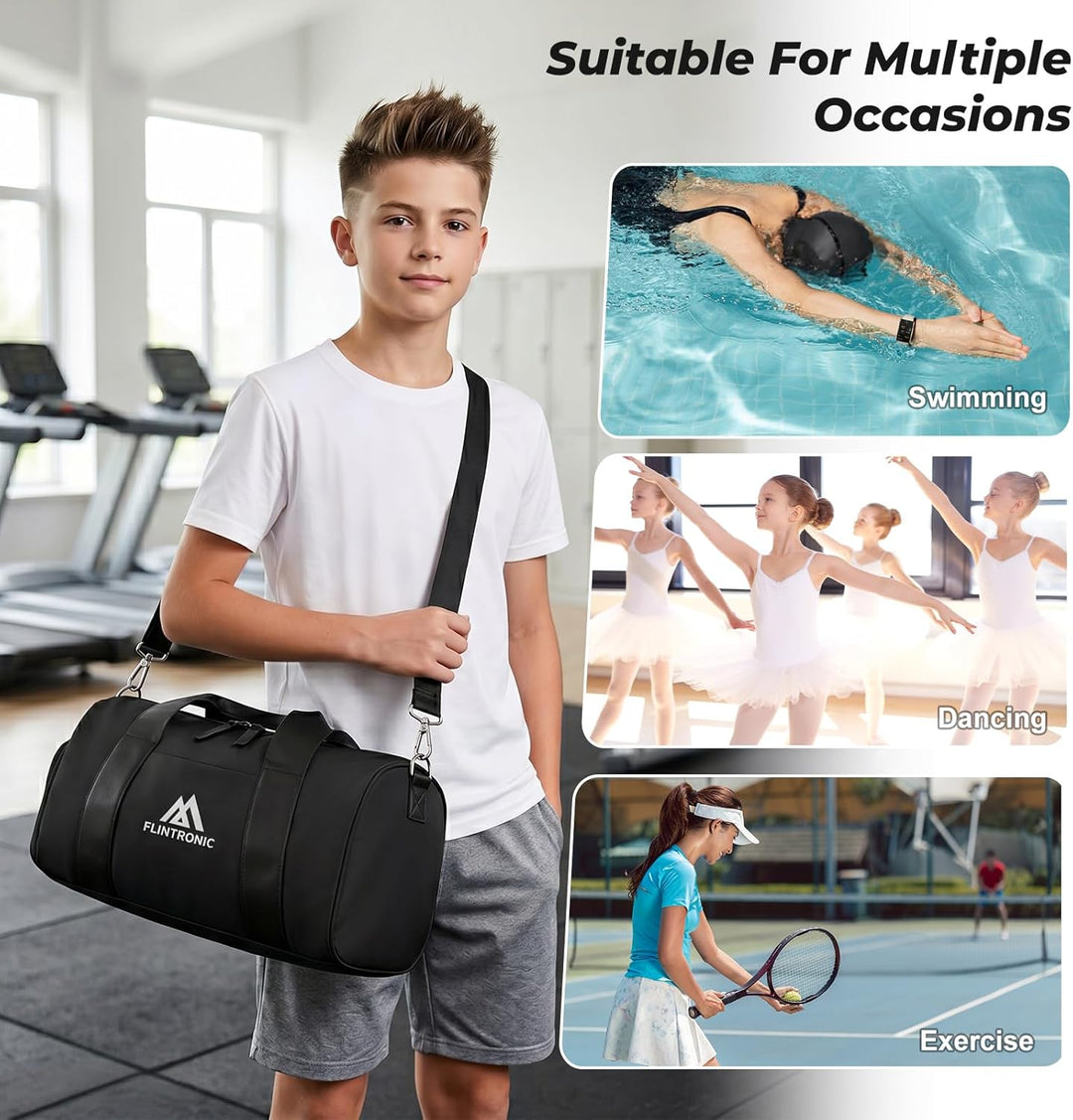 Flintronic Sporttasche Mädchen Damen Kleine, Schwimmtasche Kinder Jungen mit Schuhfach und Nassfach,