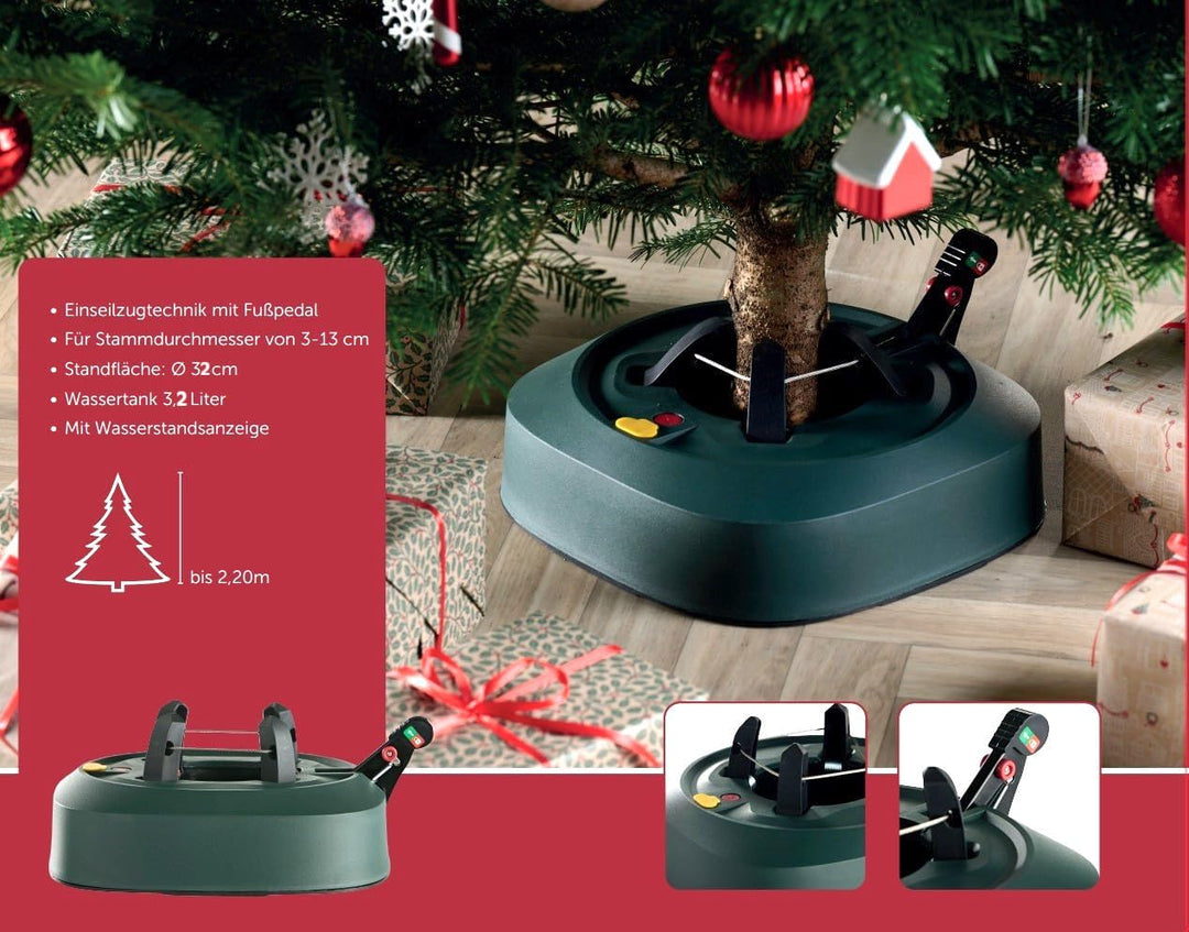 BURI Weihnachtsbaumständer Christbaumständer 2,20 m Baumhöhe - Baumständer Modell 2024 mit Fusspedal