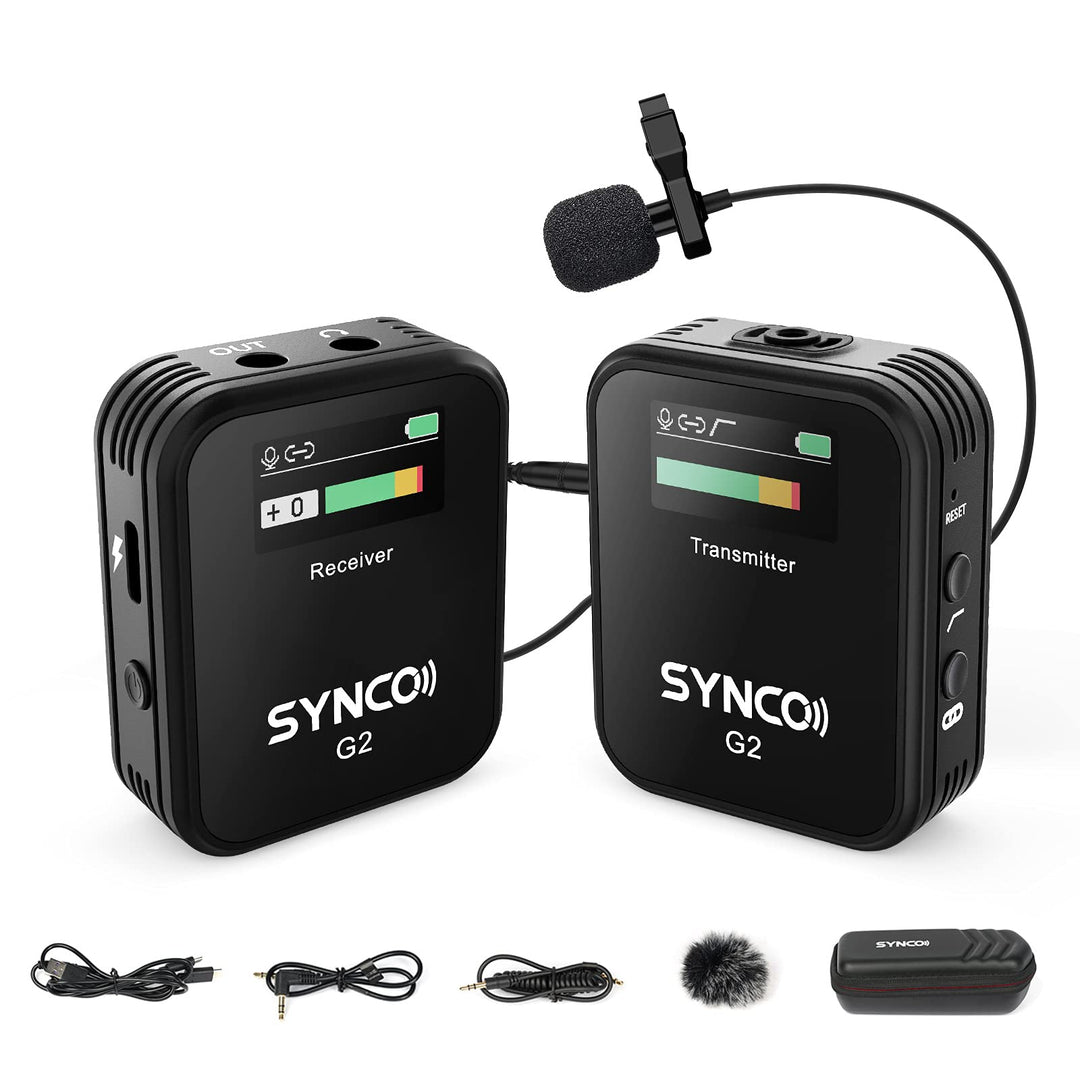 SYNCO G2 A1 2,4GHz Lavalier Mikrofon Wireless mit TFT Bildschirm, Ansteckmikrofon Kabellos bis zu 70