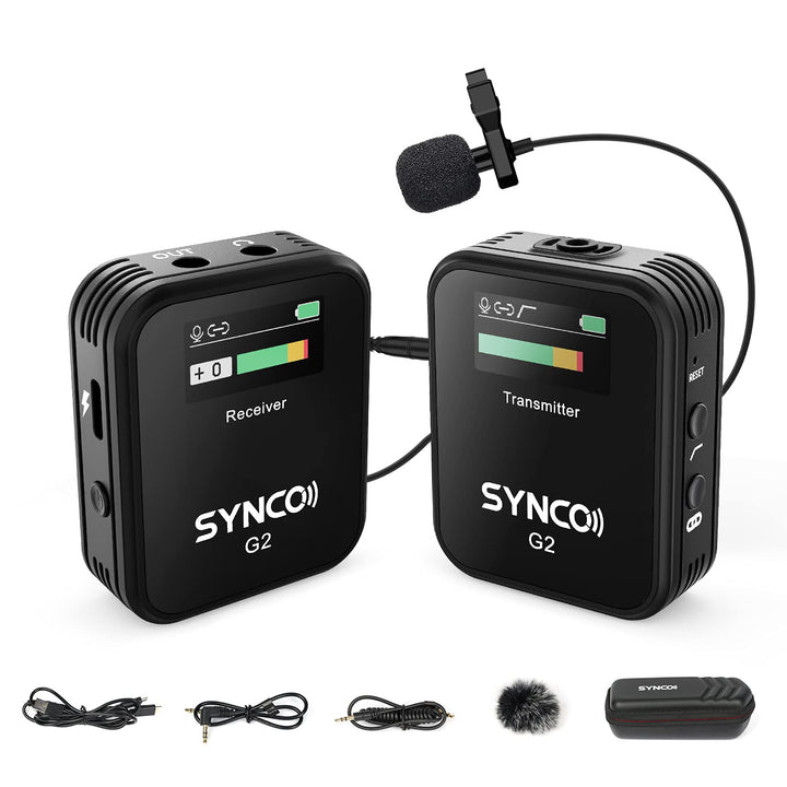SYNCO G2 A1 2,4GHz Lavalier Mikrofon Wireless mit TFT Bildschirm, Ansteckmikrofon Kabellos bis zu 70