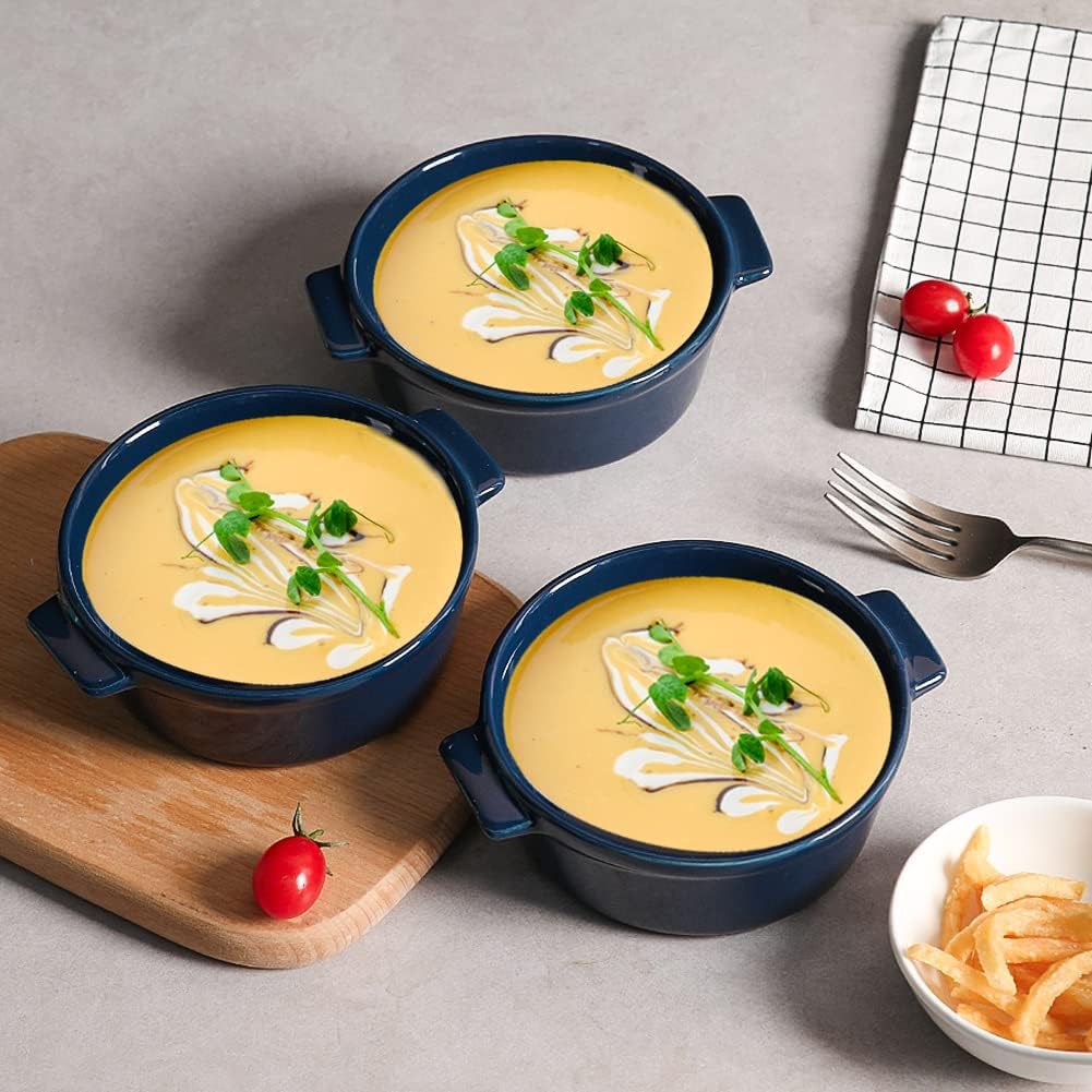 Sweejar Home Keramik-Souffle-Schalen, runder Griff, 295 ml für Pudding, Creme Brulee, Souffle – Set