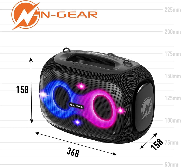 N-Gear NRG 600 Bluetooth Lautsprecher Musikbox - Partybox Bluetooth und Karaoke Maschine mit 2 Mikro