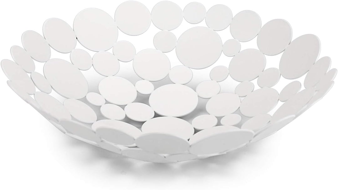 Rund Weiss Obstschale aus Eisen Modern Obstkorb Brotkorb Dekoschale Aufbewahrung für Brot Obst Gemüs