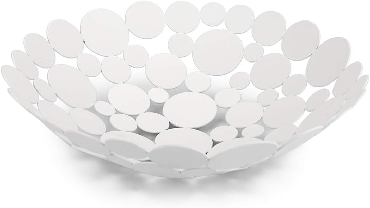 Rund Weiss Obstschale aus Eisen Modern Obstkorb Brotkorb Dekoschale Aufbewahrung für Brot Obst Gemüs