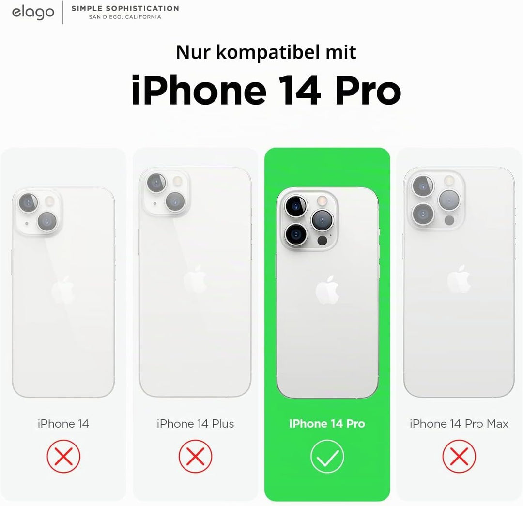 elago Kompatibel mit iPhone 14 Pro Hülle, Flüssige Silikonhülle, Ganzkörper-Schutzhülle, stossfest,