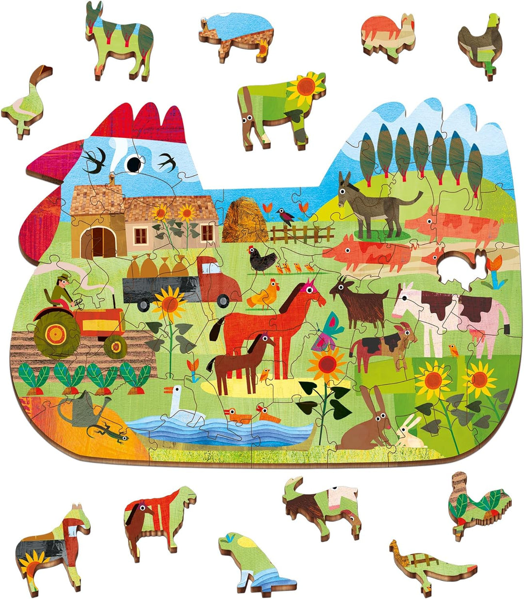 Ludattica - Woody Puzzle 48 Teile - Der Bauernhof