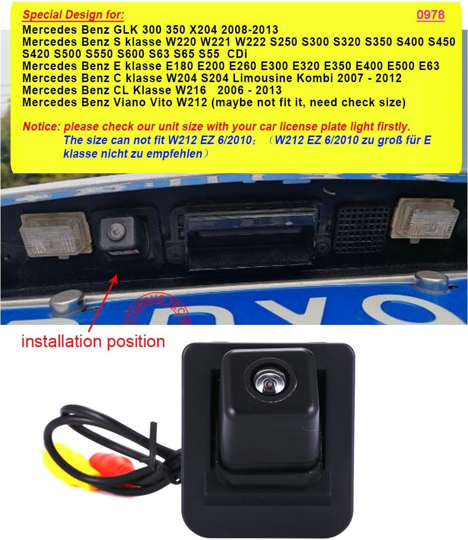 HD Rückfahrkamera für Mercedes Benz GLK 300 350 X204/Viano Vito W212/W216/W204 S204 /E180 E200 E260