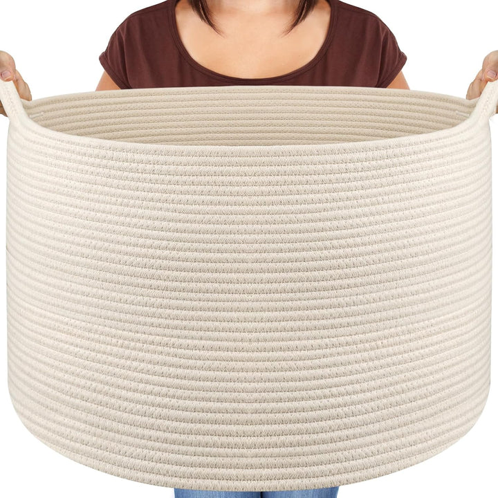 Maliton Aufbewahrungskorb, Wäschekorb weiss für Kleidung Bettwäsche, gross 50 x 33 CM Faltbarer Wäsc