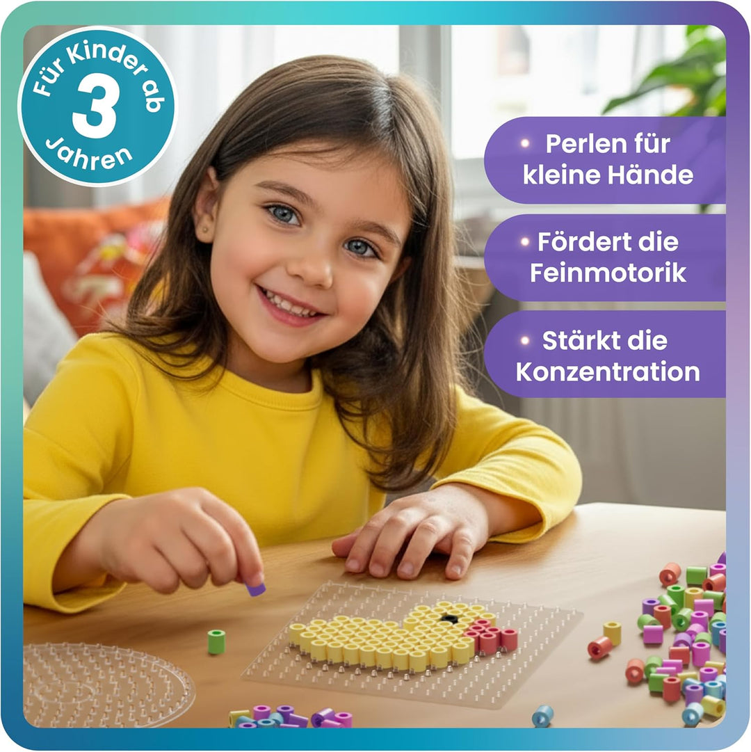 Smowo® Grosse 10mm Bügelperlen 2000 Stück für Kinder ab 3 Jahren - 6 Pastell Farben XL Steckperlen -