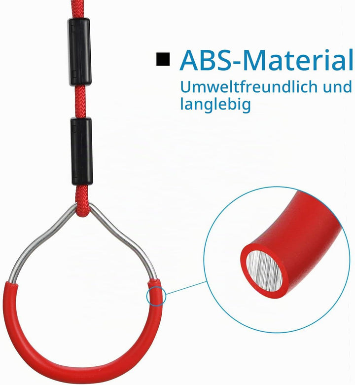 PELLOR Kinder Klettern Ringe, Multifunktions turnringe Kinder Trapeze Schaukel mit Kunststoff Turnri