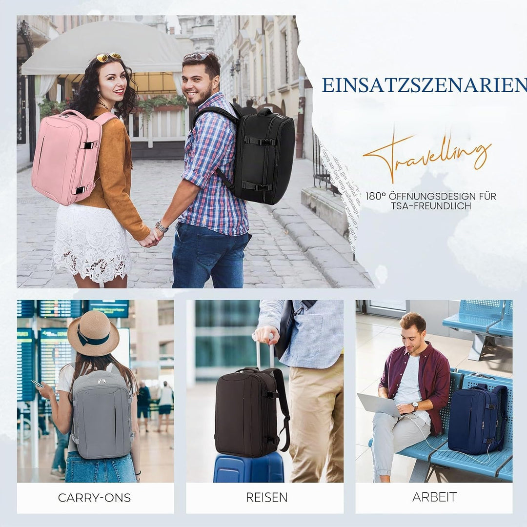 VMIKIV Handgepäck Rucksack 40x20x25 für Ryanair Rucksack Damen Wasserdicht Laptop Rucksack Herren fü