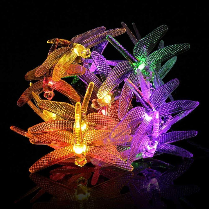 KEEDA 20 LED Solar Libellen Lichterkette - Wasserdicht, 8 Modi - Aussen 16ft Solarleuchten für Garte