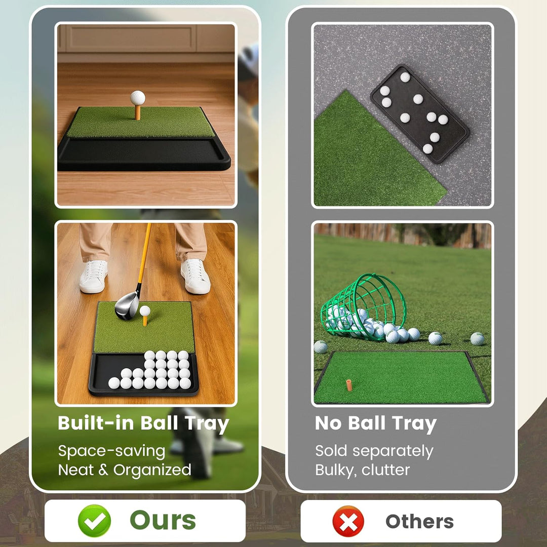 Golf Abschlagmatte mit Ballablage – Trainingsmatte für Garten, Balkon & Driving Range, rutschfest mi