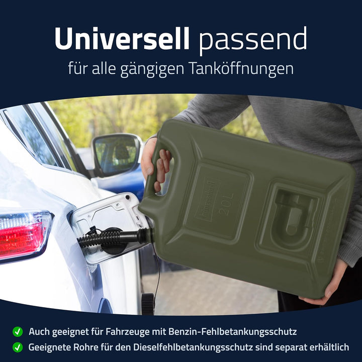 hünersdorff 802010 Kraftstoff-Kanister Profi 20L für Benzin, Diesel und andere Gefahrgüter, UN-Zulas
