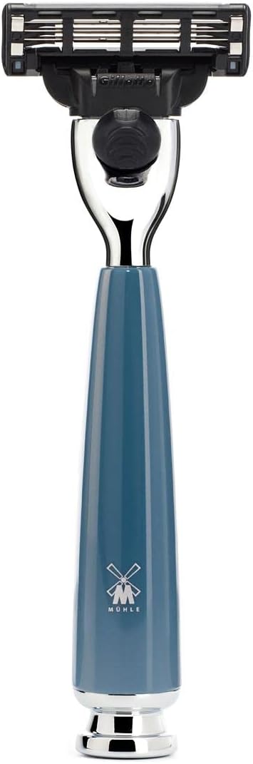 MÜHLE Rytmo 3 tlg Rasierset - Rasierer kompatibel mit Gillette-Klingen, Dachshaar-Rasierpinsel, Halt