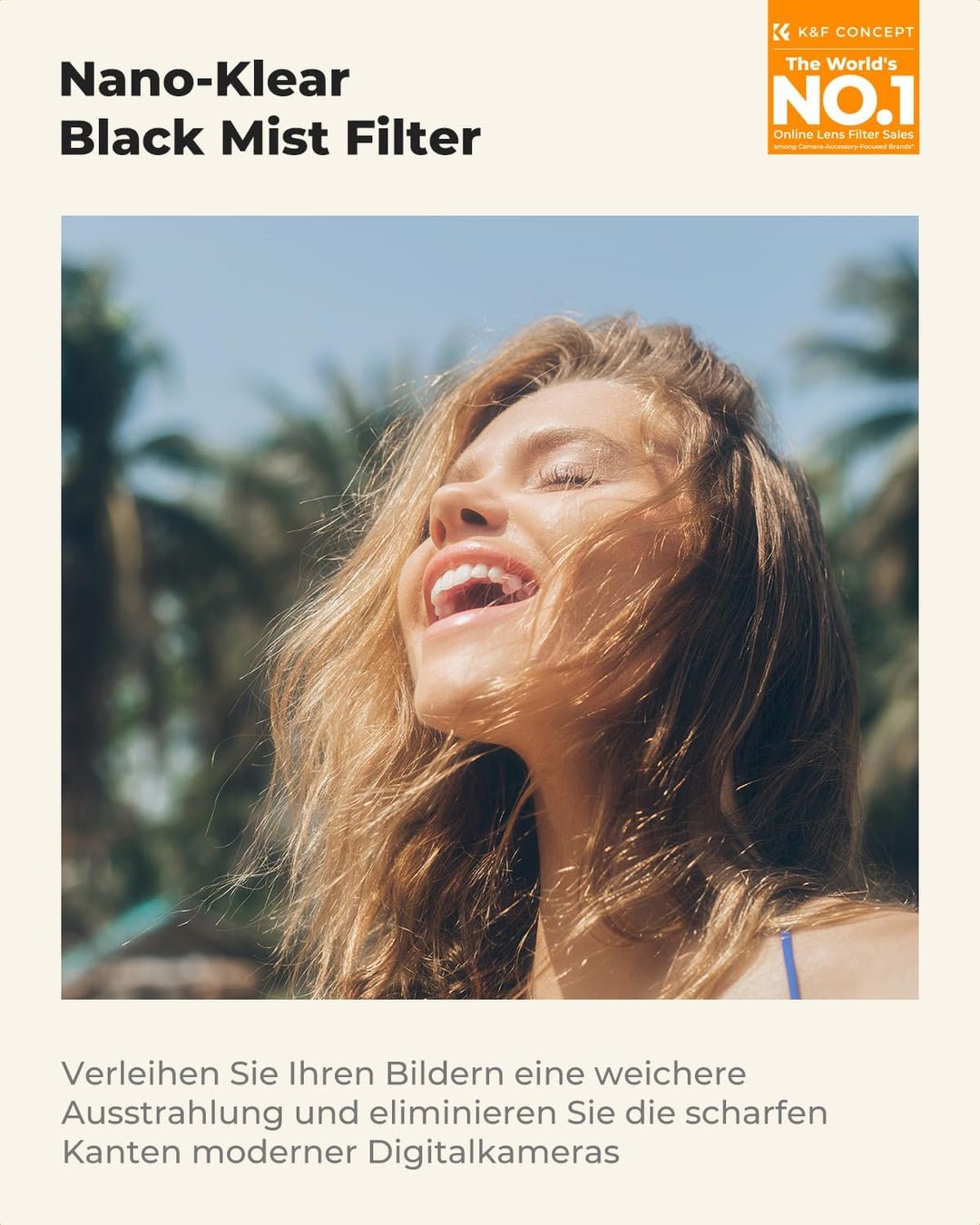 K&F CONCEPT Black Mist 1/4 Filter 82mm mit Objektivdeckel, Reinigungstuch, Schutzfilter mit Optische