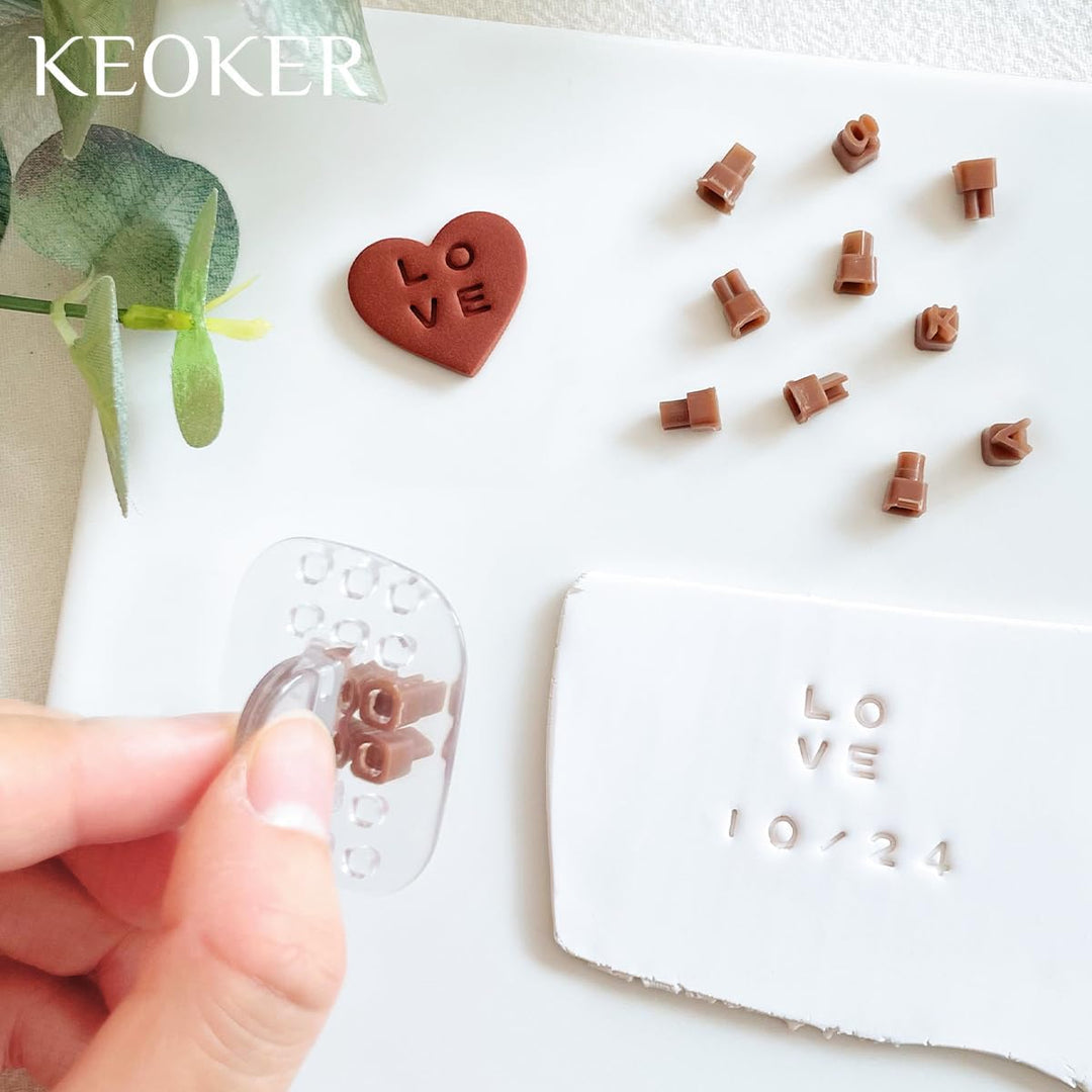 Keoker Zahlen- und Buchstabenstempel für Ton - Polymer Clay Stempel, tolle Arbeit mit Tonschneidern,