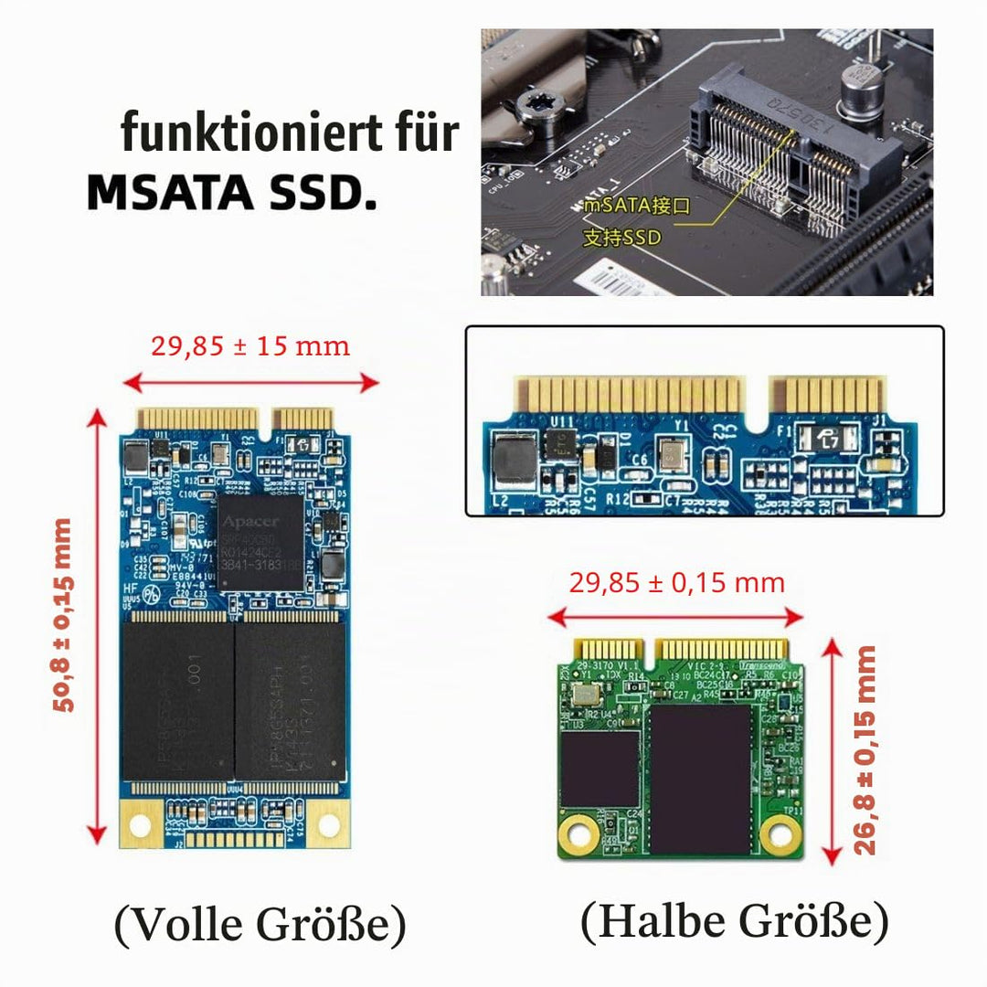 chenyang mSATA Mini SATA SSD auf IDE 44Pin 1,8 Zoll halbhohes Festplattengehäuse für Notebook Laptop